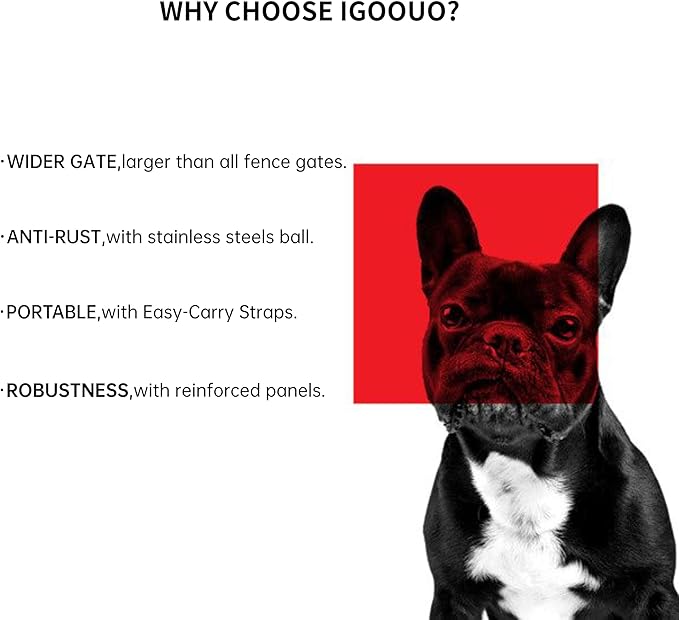 Portable Dog Crates, 32'' Metal Pet Playpen for Small/Medium Dogs, Indoor/Outdoor, Easy-Carry Straps, 2 Add-On Panels, No Door