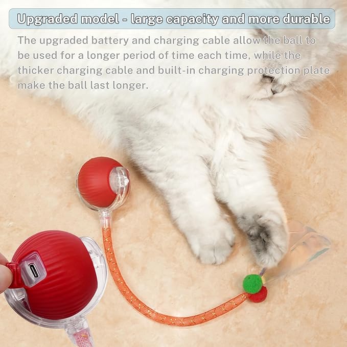 New Upgraded Cat Ball Toy - Speedy Tail 3.0 Cat Toy, Interactive Cat Toy Ball, Stimulating Toys and Juguetes para Gatos, Cat Toys for Bored Indoor（Sound Switchable） (Green)