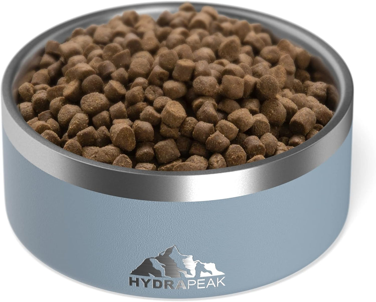Hydrapeak Dog Bowl; Non Slip Stainless Steel; Water and Food Dish; Large Sized and Small Dogs; 32oz 64oz; Multiple Sizes; 4 Cup | Storm