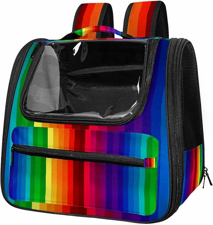 Colorful Rainbow Painting Stripes Pet Carrier Airline Approved Pet Carrier Bag Dog Carrier for Small Medium Cats Dogs Puppies Kitten