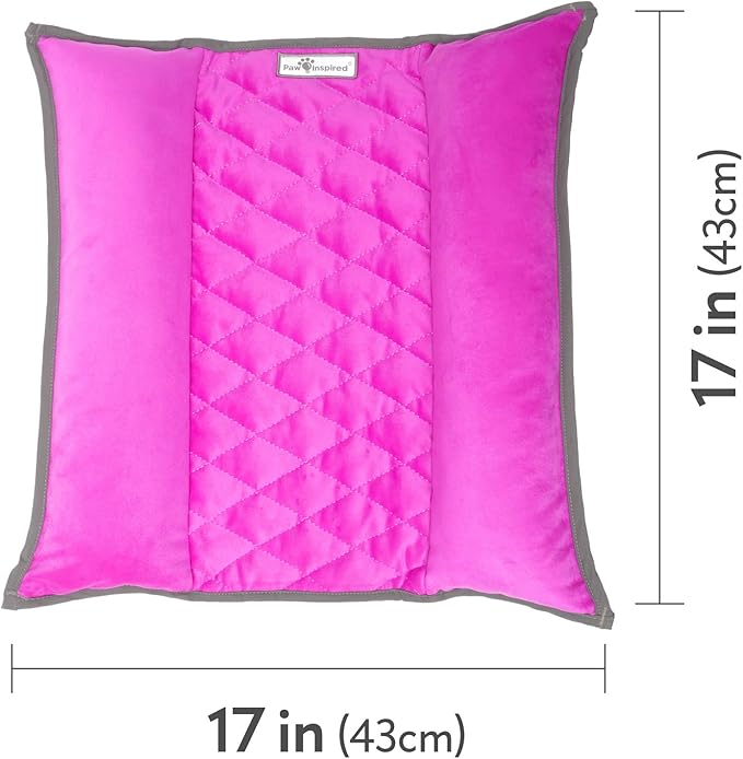 Paw Inspired Snuggle Bunny Bolster Bed for Rabbits, Cats, Dogs and Other Small Pets, Reversible Fleece Flop Bedding with Padded Sides (Gray/Pink)