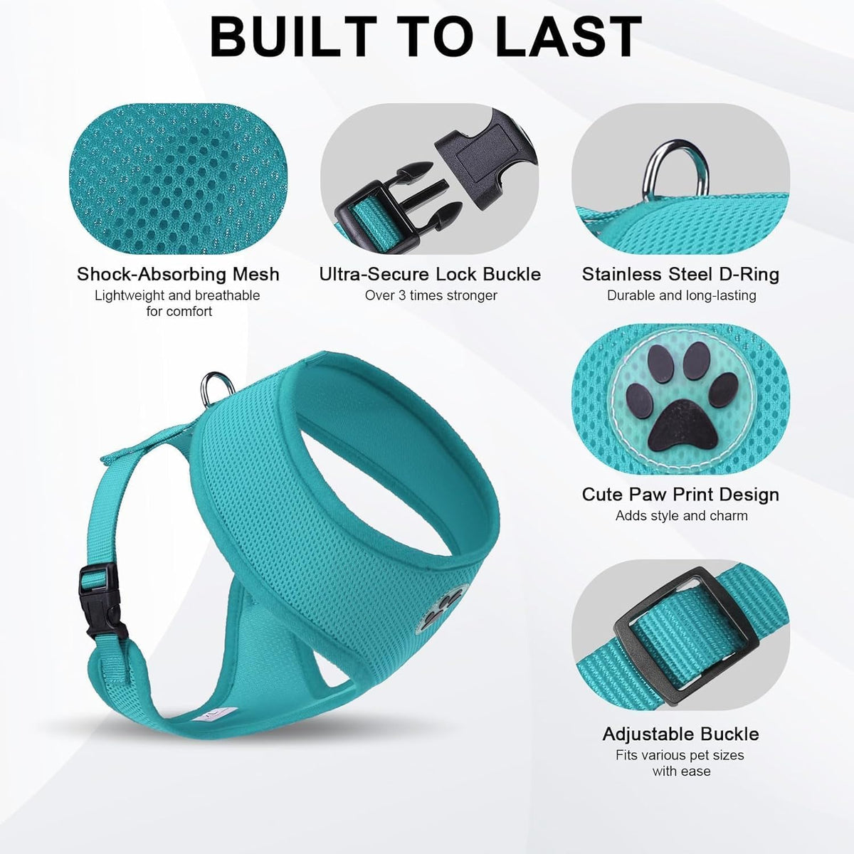 BINGPET Small Dog Harness - Breathable Mesh Puppy Cat Harnesses - No Pull Adjustable Dog Harness Dog Vest Harness for Small and Medium Dogs