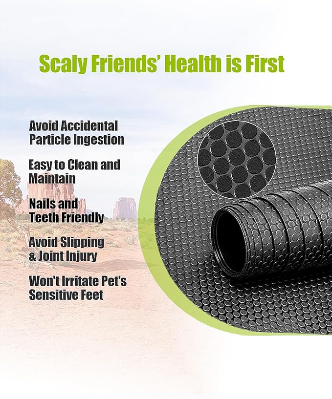 Bearded Dragon Tank Accessories, Reptile Substrate Floor, Leopard Gecko Tank Liner Mat for 40 Gallon, 20 Gallon, 50 Gallon,75 Gallon Lizard Tank, Black