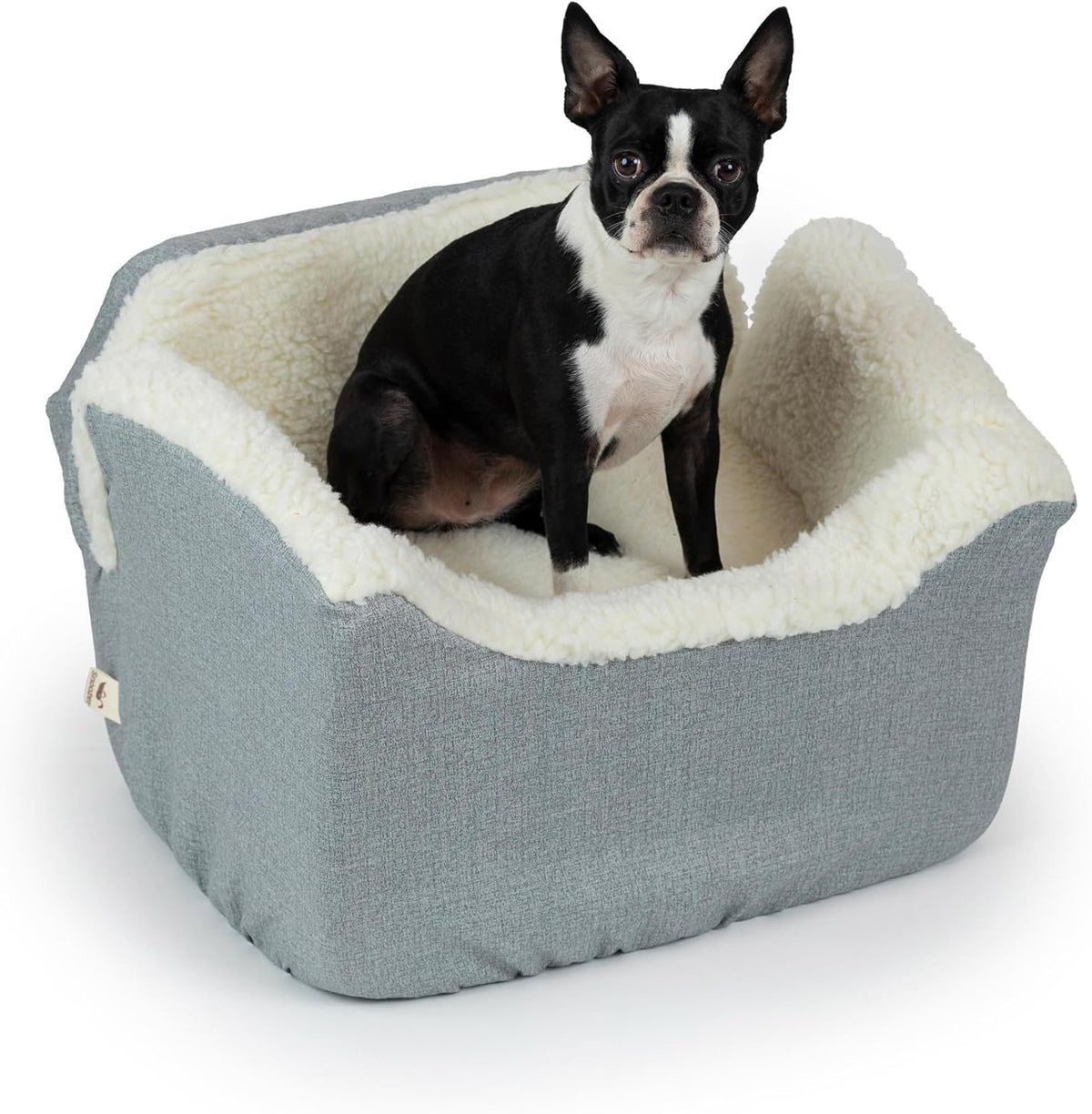 Snoozer Lookout I Dog Car Seat - Small Dog and Puppy Car Seat, Booster Bed for Small & Medium Size Pets up to 25 Lbs, Sherpa Lining, Elevated, Washable, Safe for Travel - Medium, Stone Diamond