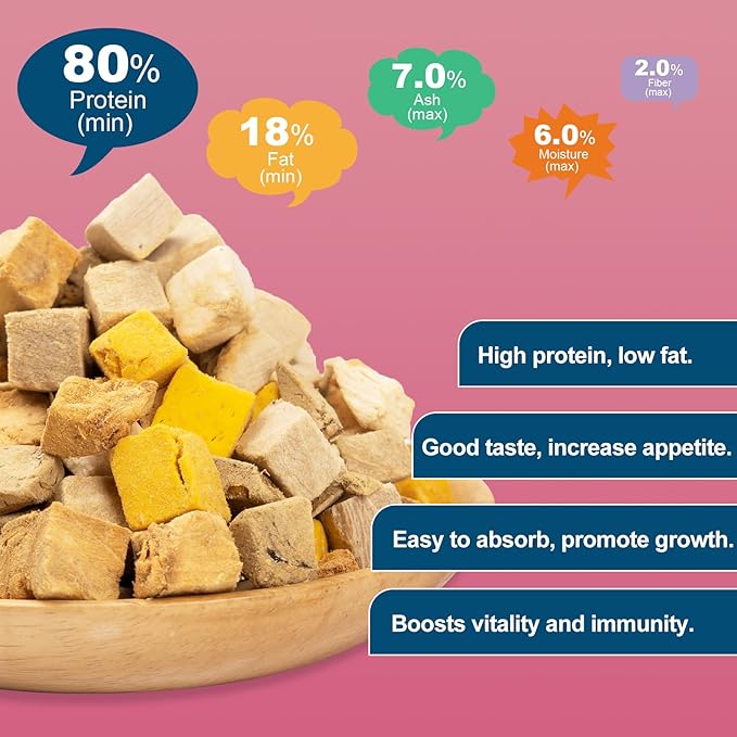Freeze Dried Aquatic Turtle Food – 5-in-1 Chicken, Duck, Salmon, Egg Yolk & Liver Protein Blend, Scientifically Balanced for Box & Aquatic Turtles (145g)