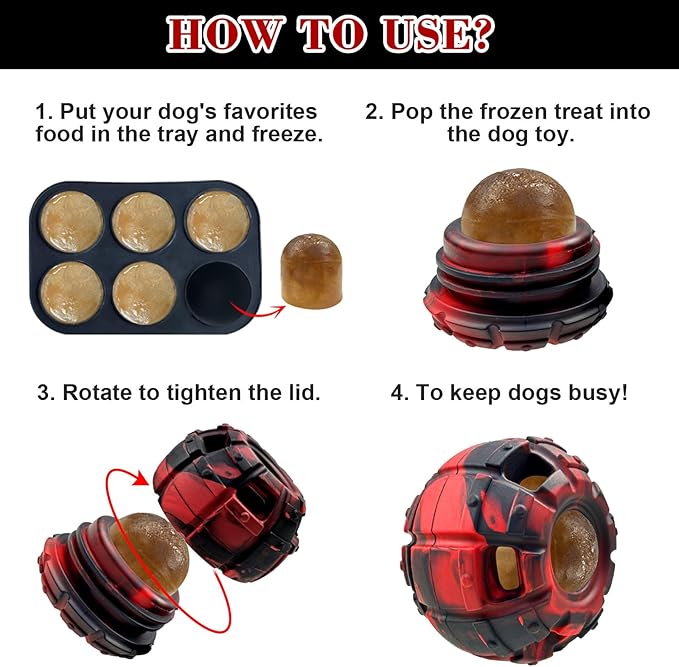 Yipetor Dog Toy, Frozen Dog Treats to Keep Dogs Busy, Interactive Treat Dispensing Dog Toy Puzzle, Interactive Chew Toys for Large Dog, Power Chewer, Durable Rubber-Easy to Clean-Holds Kibble, Treats