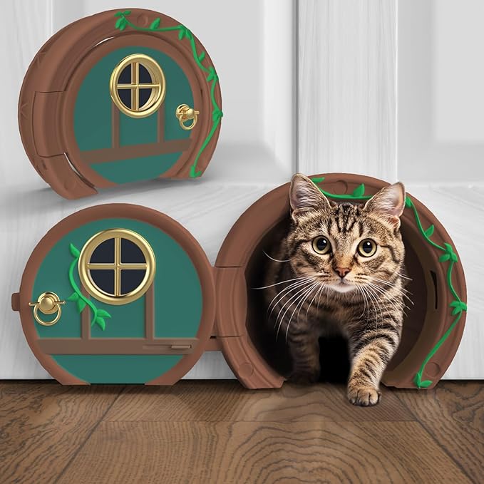 Gnome® Door Cat Door for Interior Doors - Stylish & Functional with No Flap, Lockable, and Easy Installation, Spacious Large Kitty Door for Cats Up to 20 lbs, Private and Comfortable Pet Door