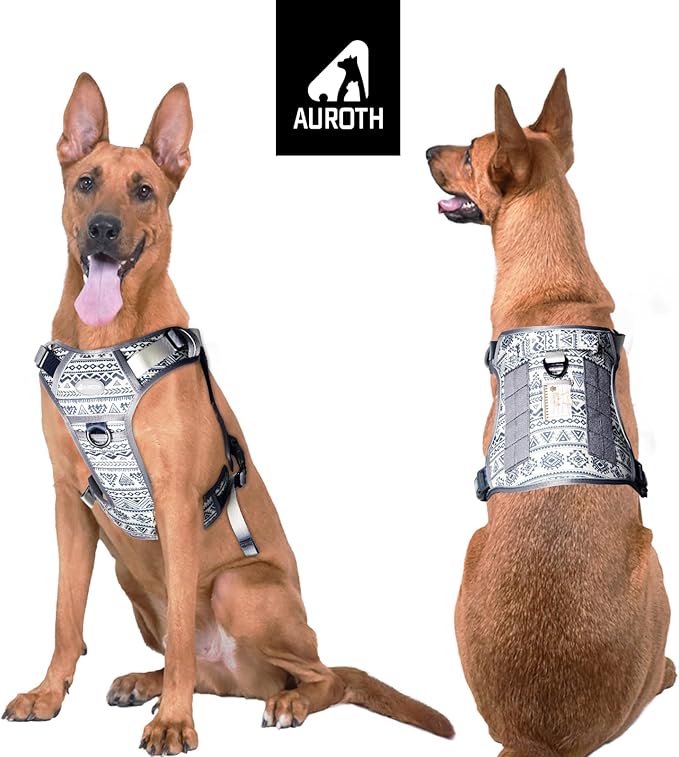 AUROTH Tactical Dog Harness for Large Dogs No Pull Adjustable Pet Harness Reflective K25 Working Training Easy Control Pet Vest Military Service Dog Harnesses