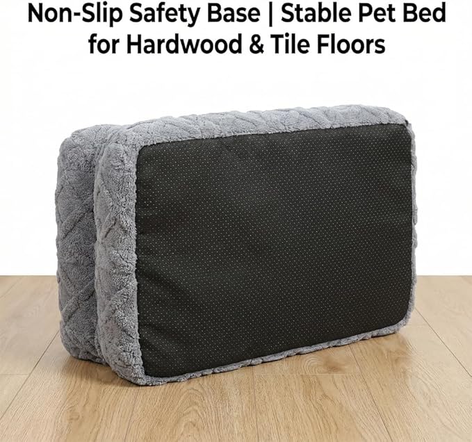 Plush Calming Pet Sofa Bed, Raised Rim, Removable Cover & Non-Slip Bottom for Cats & Dogs, Calming Dog Bed Fluffy Plush Dog Mat for Furniture Protector with Removable Washable Cover (Black, Small)