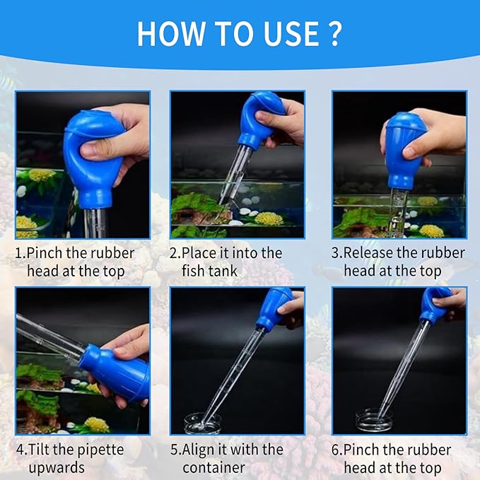 1 Piece Aquarium Coral Feeder with 1 Piece Stainless Steel Feeding Long Tweezers Syringe Spot Coral Feeder Reptile Feeding Tools for Aquatic Plant Reef Anemones Lionfish (Blue, Silvery)