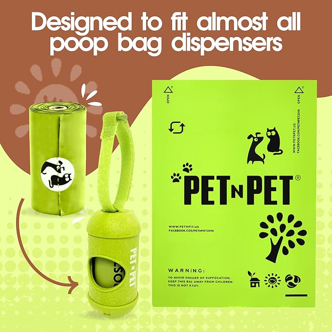 Pet N Pet Poop Bags For Dogs, 240 Counts Plant Based Dog Poop Bags Rolls, Thick Doggie Poo Bag, 100% Leak-proof, Easy to Use Pet Waste Bag