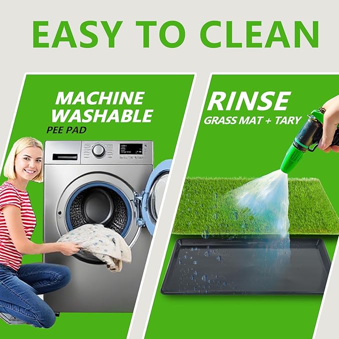 Reusable Dog Loo System with Artificial Grass Turf&Pee Pads&Tray, for Puppy Potty Training is Portable&Easy to Clean,35x23in Large Dog Litter Box Toilet for Indoor/Outdoor use(35.6''x23.6'')