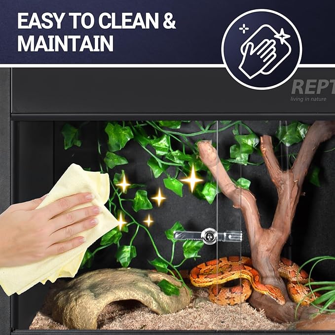REPTI ZOO 68 Gallon PVC Reptile Terrariums, 48x18x18 Reptile Tanks Enclosure for Bearded Dragon Ball Python Snake Gecko, PVC Reptile Lounge Habitat with Glass Sliding Door & Top Screen Ventilation