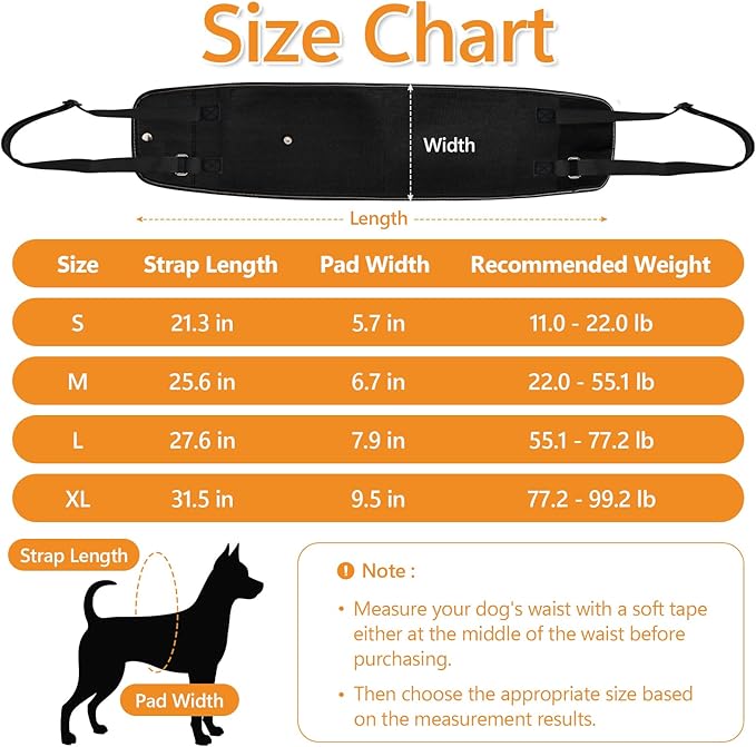 Dog Lift Harness Dog Sling for Large Dogs, Portable Dog Carrier Sling for Back Legs, Ajustable Hip Support Harness for Weak Rear Leg, Assist Senior Disabled Joint Injuried and After ACL