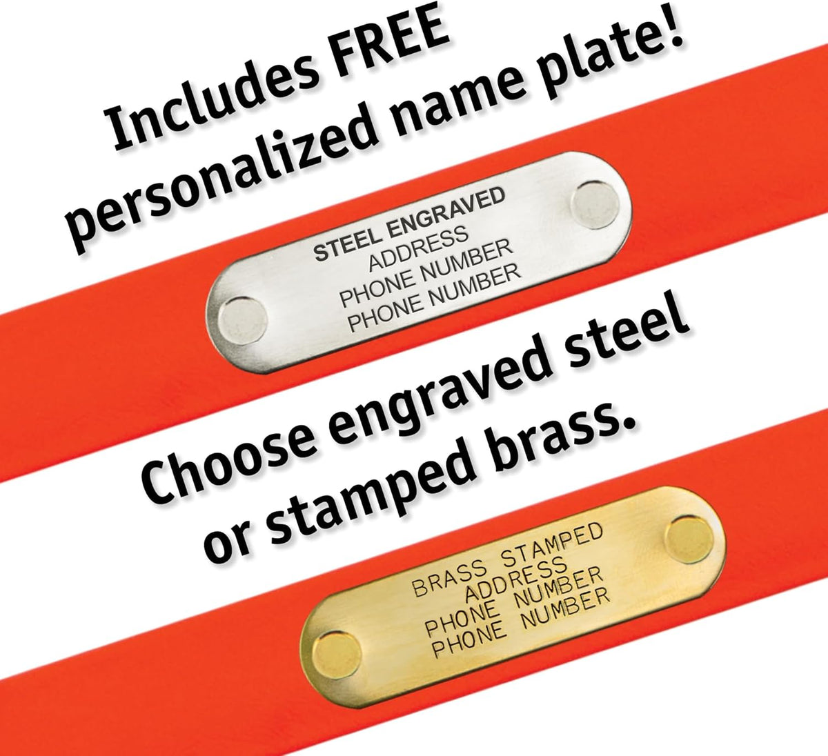 Biothane Custom Dog Collar – Waterproof, Stink-Proof Personalized Collar with Name & Phone Number – Durable, Many Sizes and Colors – Assembled in USA (Hunter Orange)