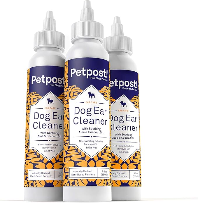 Petpost | Dog Ear Cleaner - Natural Coconut Oil Solution - Best Remedy for Odor - Dog Ear Problems - Chemical & Irritant Free 8 oz.