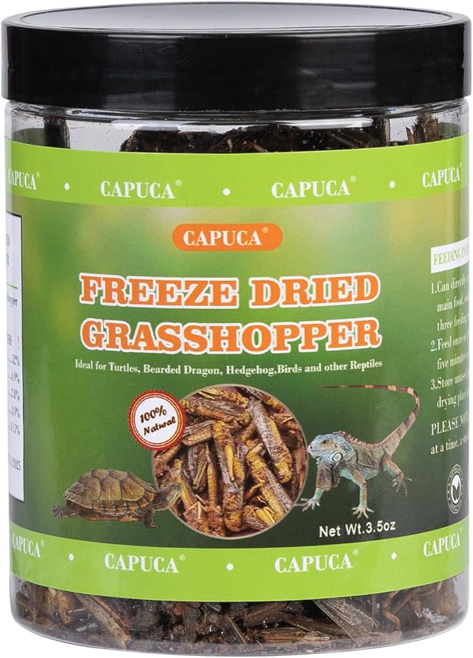 Dried Grasshoppers Reptile Food All Natural - High Protein Dried Insects Treats for Bearded Dragons Turtles Geckos Lizards Hedgehogs Chameleon Birds（3.5 OZ）