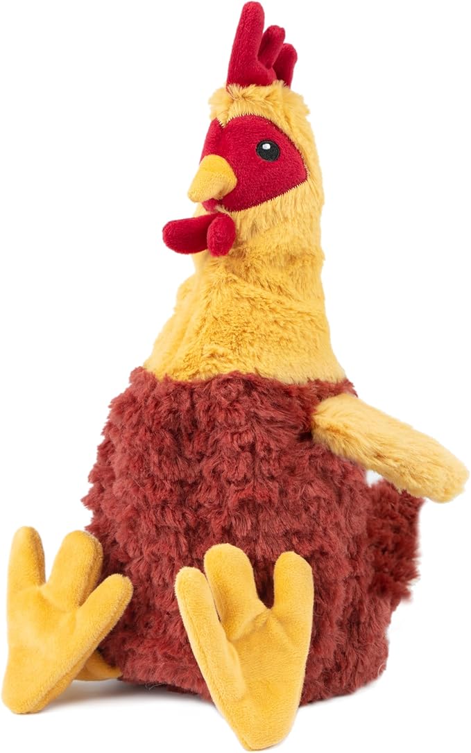 Best Pet Supplies Interactive Squeaky Dog Chew Toy, Ideal Dog Toys for Chewers, Small, Medium & Large Dogs, and Fetch Lovers - Crinkle Chicken (Wine Red), Large