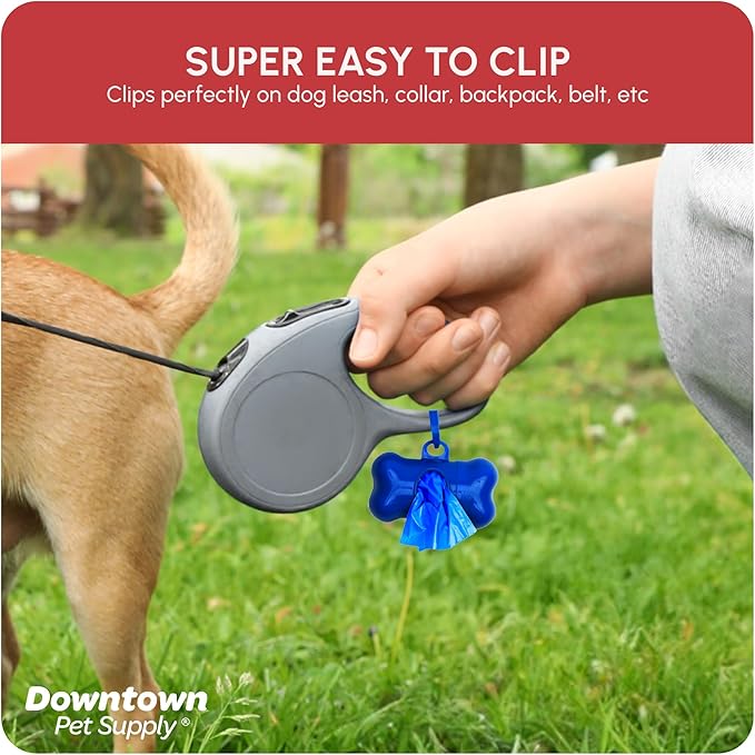 Downtown Pet Supply Dog Waste Bags (1000 CT - Rainbow Bags & 2 Dispensers) Clips to Dog Leashes & Harnesses - Poop Scoop Bags are Leak-Proof & Unscented