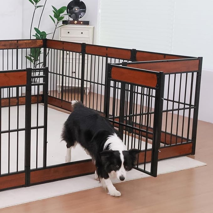 Dog Playpen, 35.4" Height Dog Pen Indoor, Heavy Duty, Safe and Sturdy, Furniture Style Puppy Pen (12 Panels (35.4" High), Black)