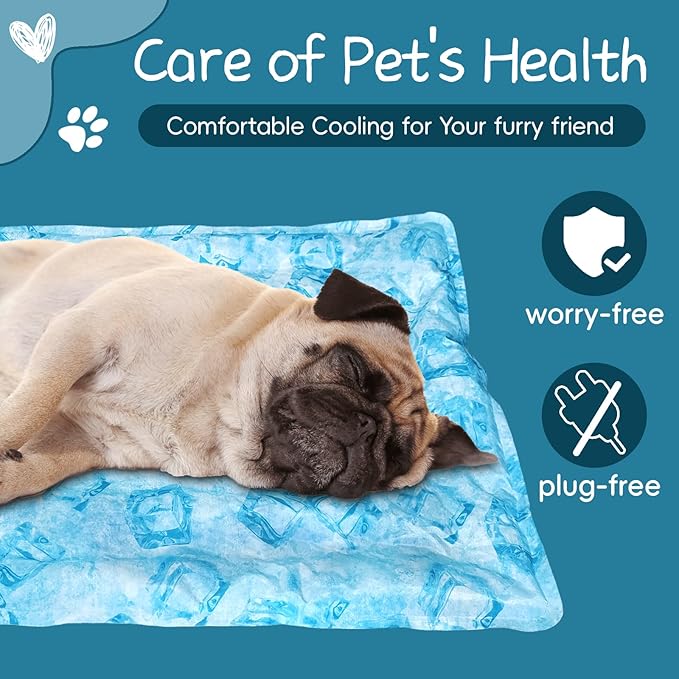 Cooling Pad for Dog,Instant Pet Cool Mat for Puppy,Comfortable Cool Pet Mat for Cat.Portable Dog Bed for Summer. Suitable for Outdoor Summer Crate Pad.Long Time Cooling.Ice Brick(Size-M 15.7*19.7in)