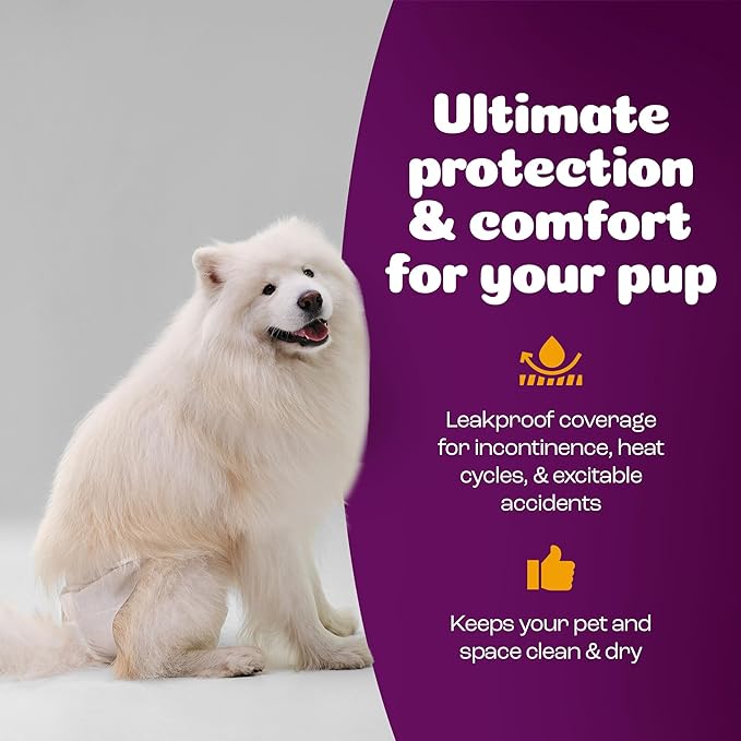 Inspire Pet Care Dog Diapers Female Dogs | Bulk Value Doggie Incontinence, Accidents, for Heat, Pee or Period and Housebreaking (Large (30 Count))
