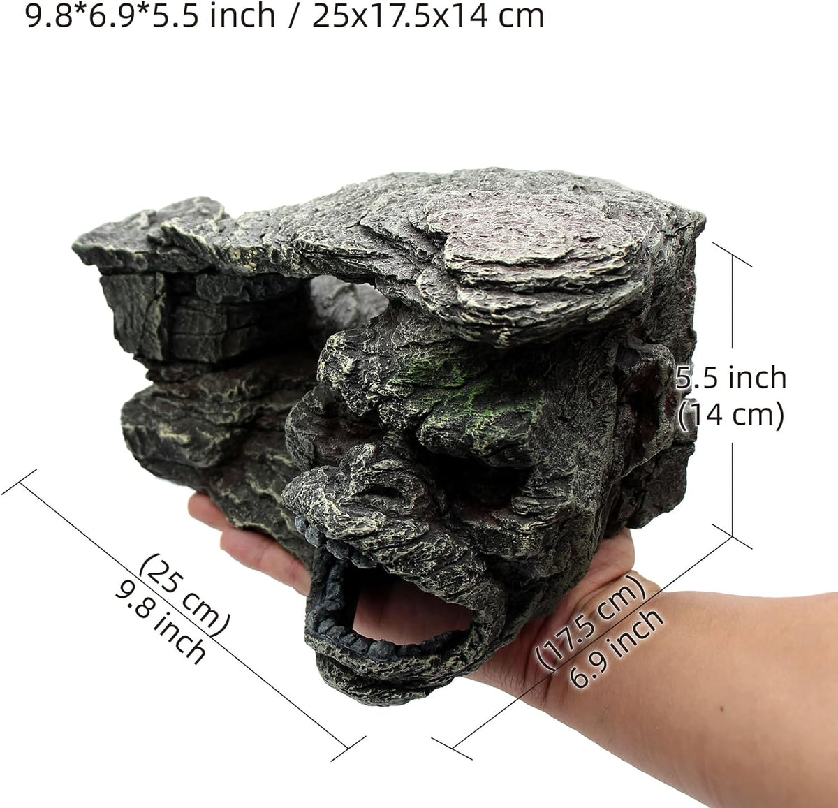 Gecko Hide Shale Scape Step Ledge, Reptile Rock Basking Platform Cave Hideout Tank Accessories Decorations, Great for Reptiles, Amphibians, Leopard Gecko, Snake, Lizard, Frogs, Turtle