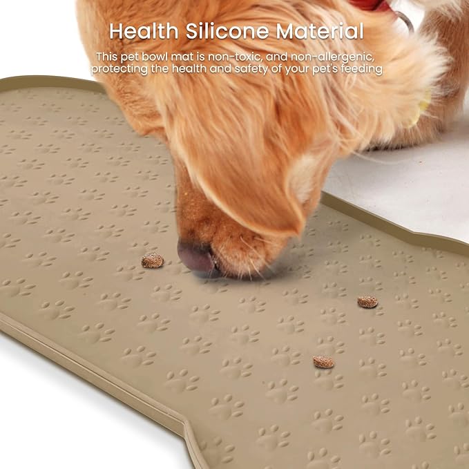 Dog Food Mat Anti-Slip Silicone Dog Bowl Mat Thicker Pet Placemat Waterproof Cat Feeder Pad with Raised Edge Puppy Kitten Feeding Mats Suitable Small Medium-Sized Dogs Cats Eating Tray
