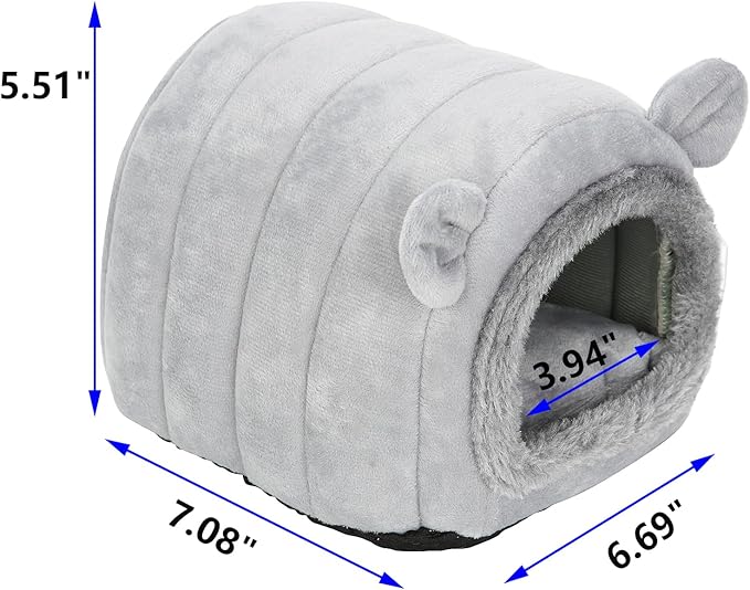 Hedgehog Bed Cave Nest Hideout, Hamster Guinea Pigs Small Animals Cage Supplies Warm House-Gray
