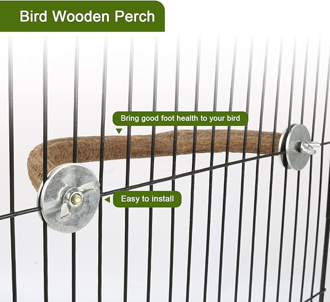 Rypet 2PCS Natural Wood Bird Perches for Cage,Wooden Parakeet cage Accessories,Parakeets Stand Perch,U Shape Parrot Perch Bird Stand Toys for Parakeet, Conure, Cockatiel, Budgie, Lovebirds L