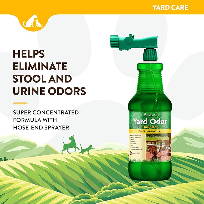 NaturVet – Yard Odor Eliminator – Eliminate Stool and Urine Odors from Lawn and Yard – Designed for Use on Grass, Plants, Patios, Gravel, Concrete & More – 31.6 oz Ready-to-Use with Nozzle