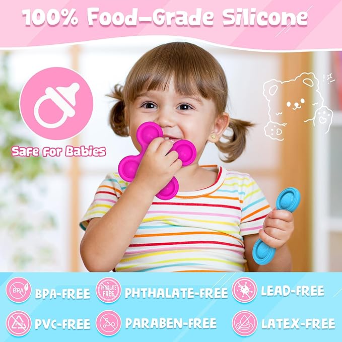 Spinner Toys for Babies, 3PCS | Suction Cup Spinner Toy for 1 2 Year Old Boys Girls | Suction Spinners Baby | Baby Toys 12-18 Months | Sensory Toy for Toddlers 1-3 (Cute Animals)