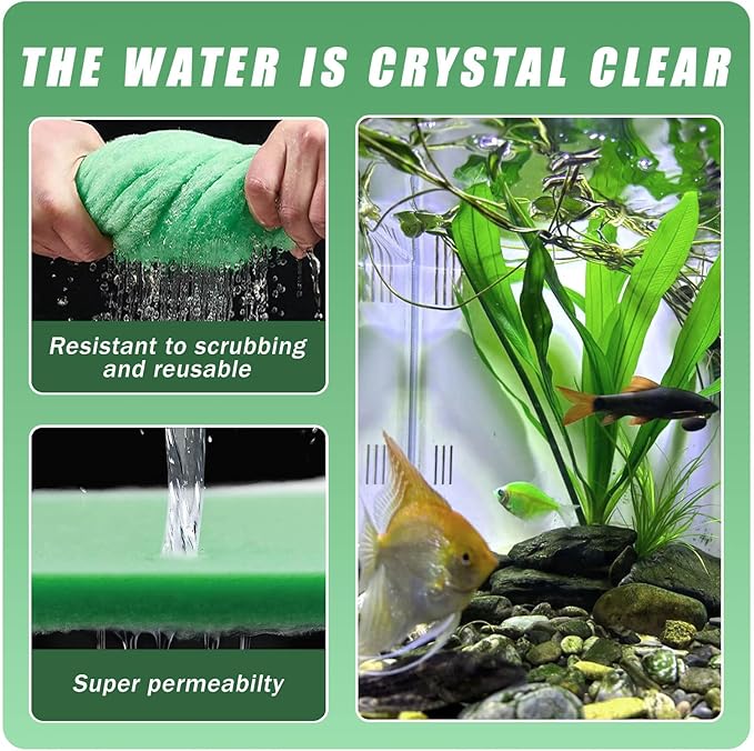 2PC Aquarium Filter Media Floss - 12"x78" (13ft per Roll) Total 12ft - 1" Thick Premium Polyester Filter Pad for Fish Tank - Mechanical Filtration, Crystal Clear Water, Fits Most Filters