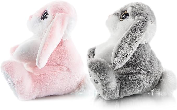 My OLi Bunny Stuffed Animal Pack of 2 Plush Rabbit 7in Stuffed Bunny with Floppy Ear Bedtime Friend Soft Toy Gifts for Girls Boys Kids, Gray & Pink