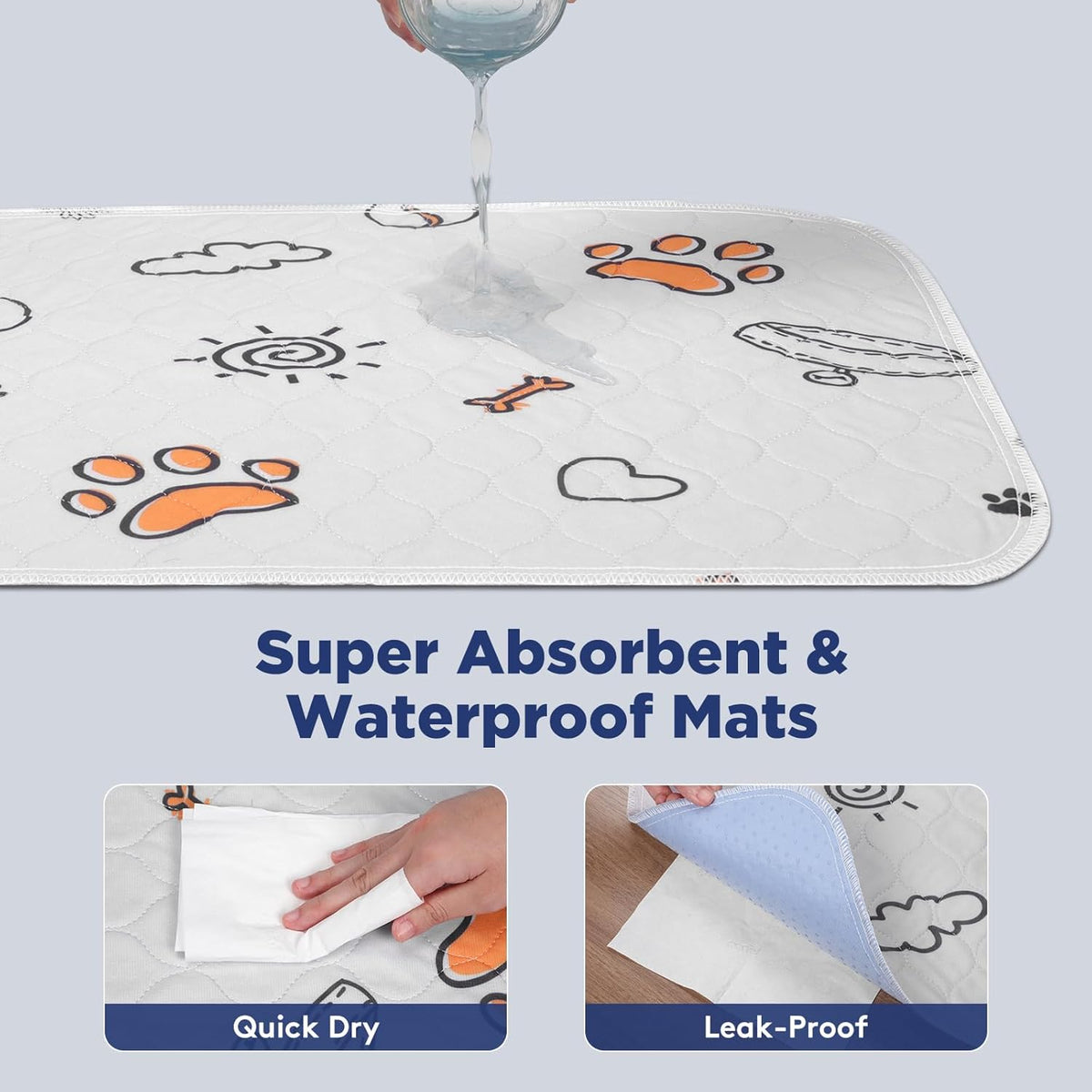 FURTIME Washable Pee Pads for Dogs, 2 Pack Large 41''x41'' Super Absorbent Reusable Dog Training Pads, 100% Waterproof Non-Slip Whelping Playpen Crate Mat Bed Products Gray (Gray Puppy Pads-41x41)
