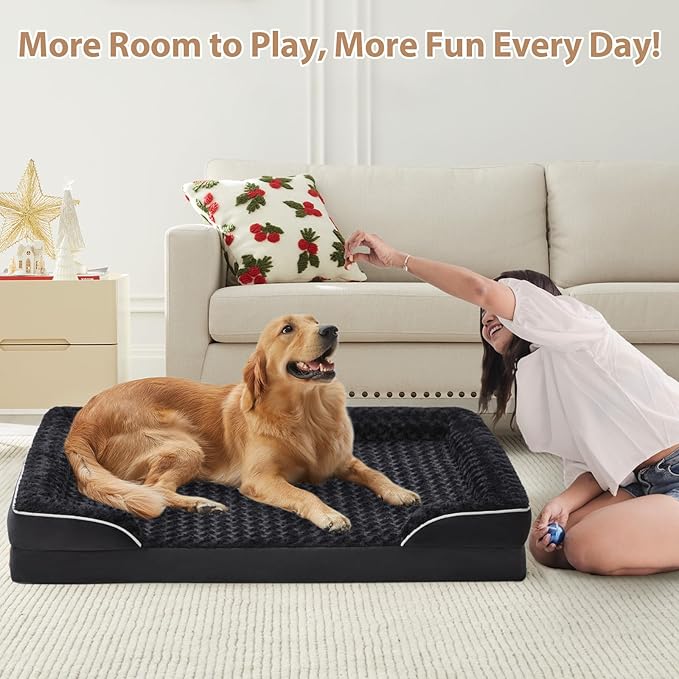 WNPETHOME Dog Beds for Large Sized Dogs, Washable Orthopedic Dog Couch Sofa Bed with Waterproof Lining & Non-Skid Bottom for Pet Sleeping