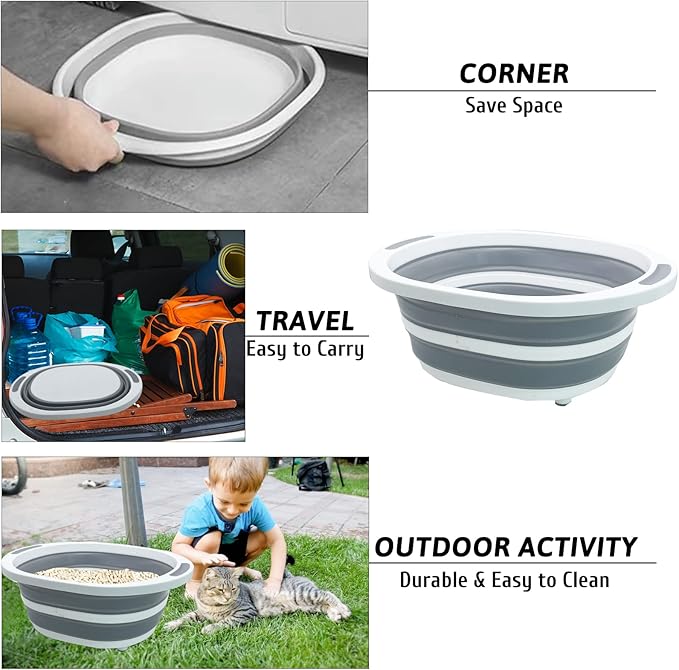 Fhiny Open Cat Litter Box, Small Litter Box for Kittens Low Entry Kitty Potty Pan Foldable Travel Toilet Waterproof for Indoor Small Pet Senior Cats 15.7"×12.5"