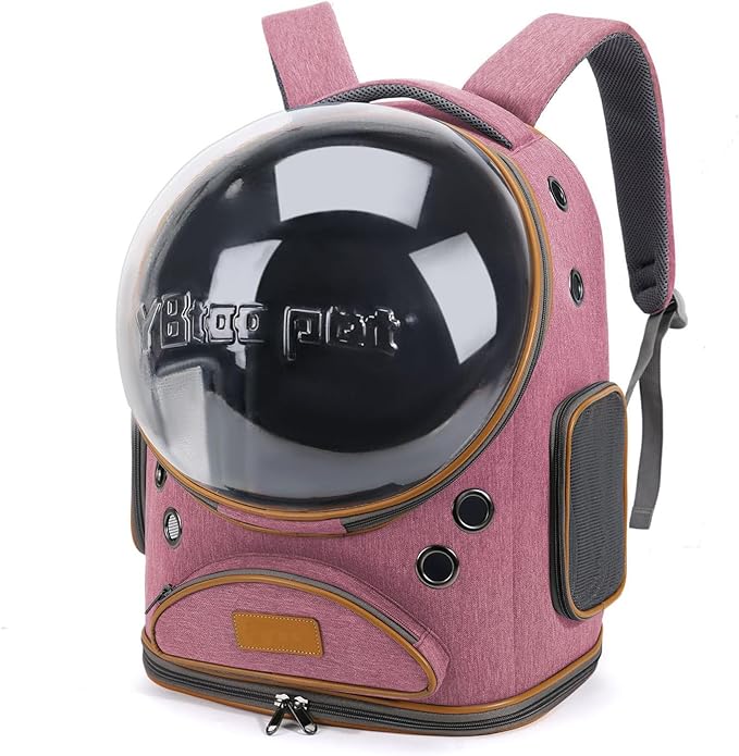 Cat Backpack Carrier, Breathable Cat Carrier Large Space Bubble Pet Backpack for Small Dog and Large cat up to 18lbs, Transparent & Foldable Pet Carrier for Travel Hiking (Pink)