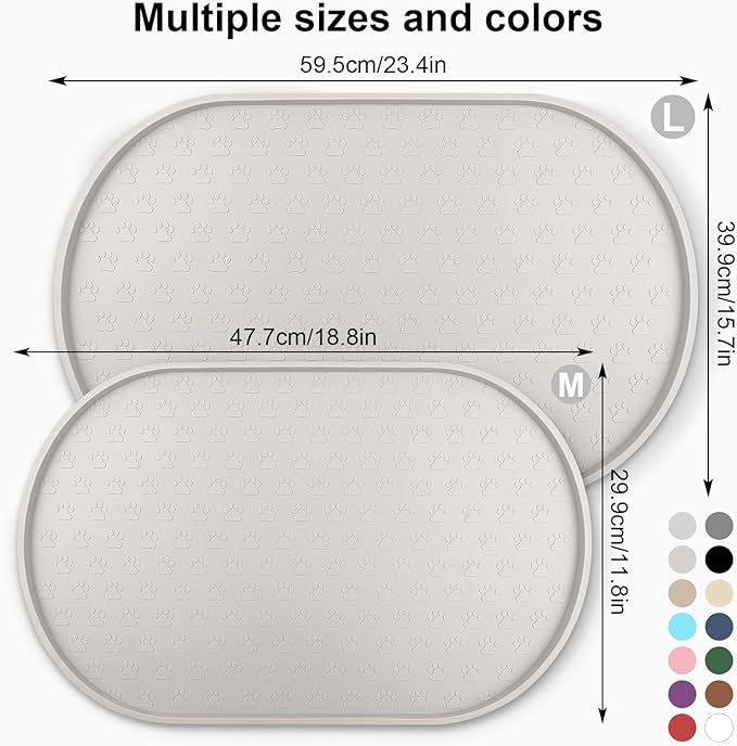 KPWACD Dog Food Mat Anti-Slip Bowl Mats for Food and Water, High-Lips Waterproof Pet Placemat Prevent Messy Spills to Floor, Silicone Puppy Feeding Trays for Large Medium Small Dogs Cats