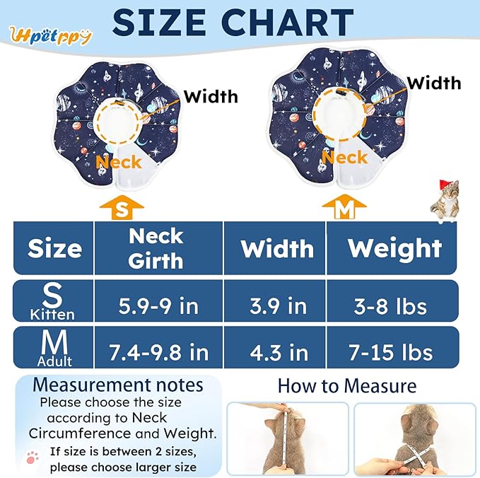 Cat Cone Collar Soft, Waterproof Cat Recovery Collar After Surgery, Adjustable Pet Donut Collar, Safety Elizabethan Collar to Prevent Licking Wounds for Kittens, Pet Cone Alternative
