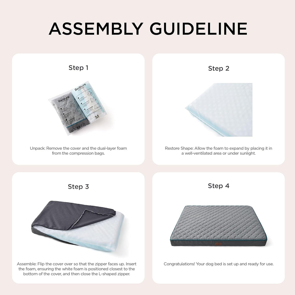 Bedsure Orthopedic Dog Bed for Medium Dogs - Flat Memory Foam Pet Mattress with Removable Washable Cover and Egg Crate Foam, Suitable for Pet Up to 35 lbs, 30x20x3 Inches, Navy