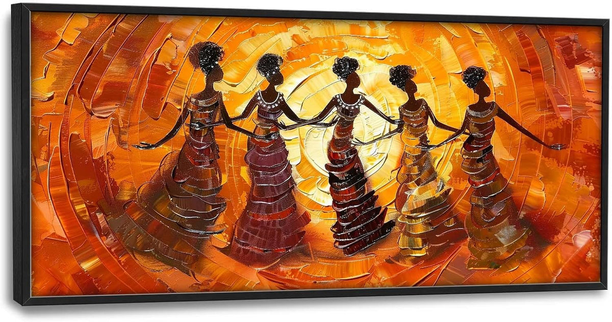 Quorin African American Large Wall Art Abstract Black Girl Women Dance Pictures Wall Decor Retro Ethnic Canvas Print Painting Artwork for Bathroom Living Room Bedroom 60L x 30W