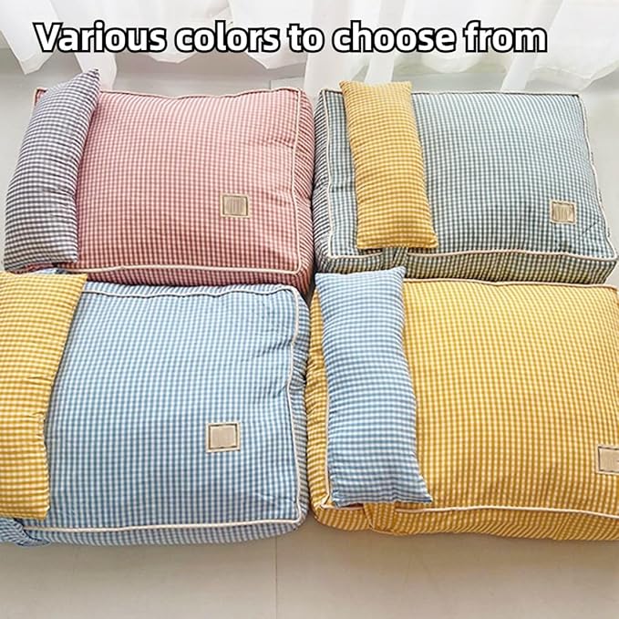 Dog Bed for Small Dogs, Dog Mattress with Pillow for Crate Kennel, Sofa Dog Bed, Super Soft Pet Bed for Medium, Small Dogs Breeds,Pet Bed Puppy Bed,Beds & Furniture (Yellow,Medium)