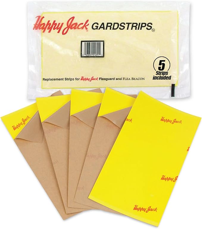 Happy Jack Gardstrips Replacement Glue Pads for Flea Traps, Attracts & Traps Indoor Fleas, Breaks Breeding Cycle, Safe, Fast, Clean, Easy Way to Kill Pests, USA 5 pk