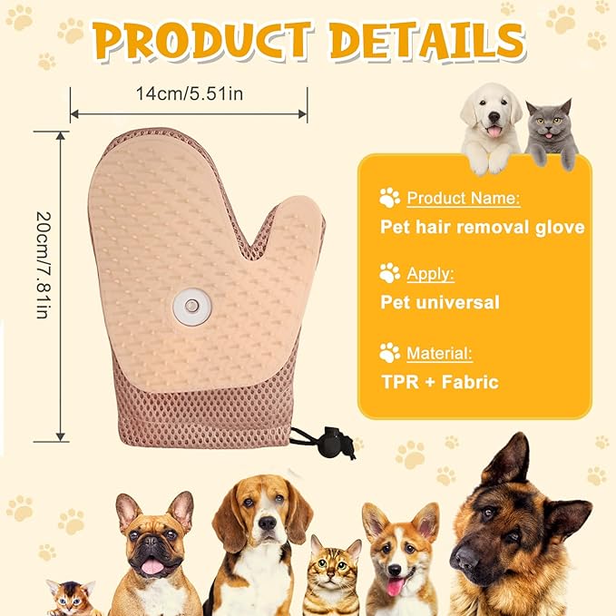 Pet Hair Removal Glove,2025 New All-in-One Grooming Mist Pet Hair Remover Gloves, Pet Hair Remover Glove for Cats & Dogs,Double-Sided Reusable Gloves for Couch, Clothing,Carpet (Pink)