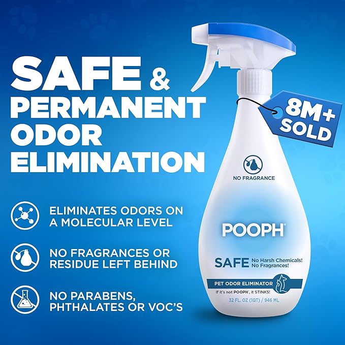 Pooph Pet Odor Eliminator, 32oz Spray, 2-Pack - Eliminates Odors at the Molecular Level, Dogs, Cats, Freshener, Eliminator, Urine, Poop, Pee, Deodorizer, Natures, Puppy, Fresh, Clean, Furniture, Potty