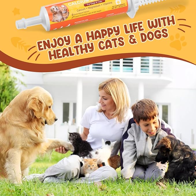 Oral Calcium for Dogs & Cats, Puppy Whelping Supplies-Supporting Milk Production & Efficient Labor, Daily Dog Calcium Supplement for Rapid Absorption & Recovery, 1 Oz