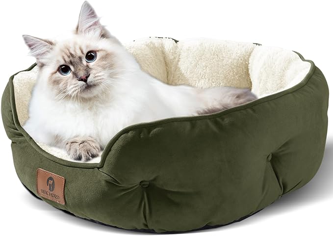 Asvin Small Dog Bed for Small Dogs, Cat Beds for Indoor Cats, Pet Bed for Puppy and Kitty, Extra Soft & Machine Washable with Anti-Slip & Water-Resistant Oxford Bottom, Green, 20 inches