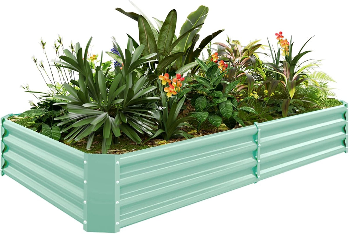 Land Guard 6×3×1ft Galvanized Metal Raised Garden Bed, Metal Planter Kit Box Outdoor for Deep-Rooted Vegetables, Flowers, Green and Herbs (Lime Green)…