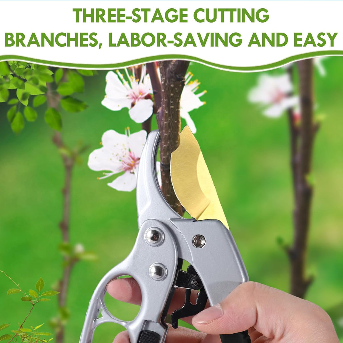 Ultra Sharp Germany Titanium Steel Pruning Shears - Cuts 3X Easier, Weak Hand Arthritis Snips, Rust-Resistant, Effortlessly 1-Inch Cut Capacity Garden Scissors, Ergonomic Handle